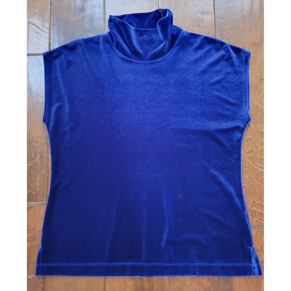Chicos Royal Blue Velvet Sleeveless Turtleneck Mock Neck Top Size 3